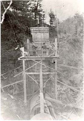 Water tank for filling steam engines, c. 1900
