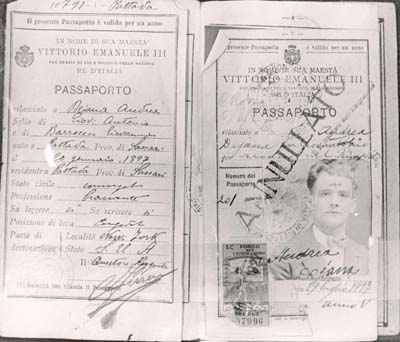 Andrea DeJana passport, 1927