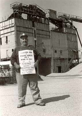 Mike Contino at strike against McCormack, 1983