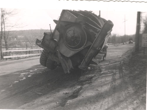 Colonial Transit mix truck, disabled on side of old West Shore Road, c. 1954