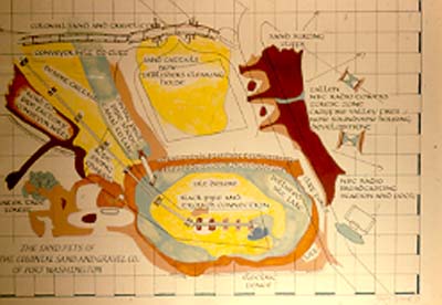 Map rendering of the Colonial Sand and Gravel Companys operation in Port Washington 