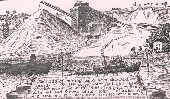 Drawing rendition of sandbank, with artist's caption reading 